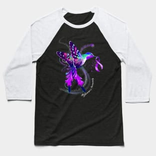 Hummingbird Holding Purple Ribbon Alzheimer's Awareness Baseball T-Shirt